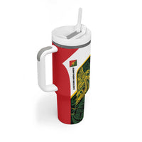 Personalised PNG Eastern Highlands Tumbler With Handle Bird of Paradise Tattoo Flag Motif LT9 - Polynesian Pride