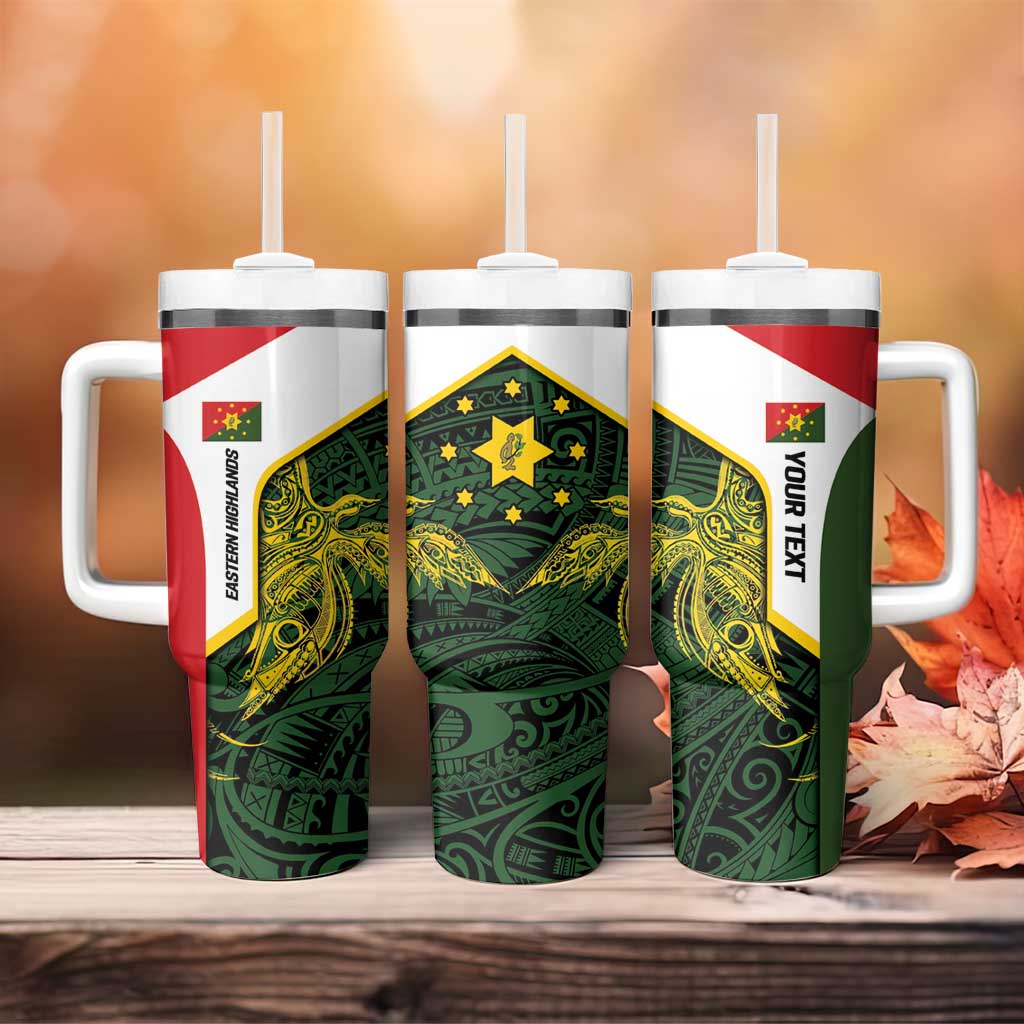 Personalised PNG Eastern Highlands Tumbler With Handle Bird of Paradise Tattoo Flag Motif LT9 - Polynesian Pride