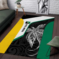 Personalised PNG Enga Province Area Rug Bird of Paradise Tattoo Flag Motif LT9 Green - Polynesian Pride