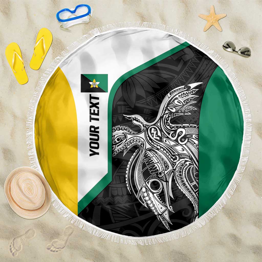 Personalised PNG Enga Province Beach Blanket Bird of Paradise Tattoo Flag Motif - Polynesian Pride