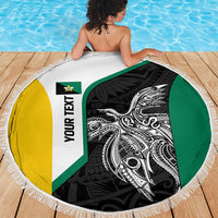 Personalised PNG Enga Province Beach Blanket Bird of Paradise Tattoo Flag Motif - Polynesian Pride