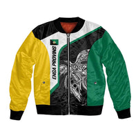 Personalised PNG Enga Province Bomber Jacket Bird of Paradise Tattoo Flag Motif - Polynesian Pride