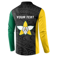 Personalised PNG Enga Province Button Sweatshirt Bird of Paradise Tattoo Flag Motif - Polynesian Pride