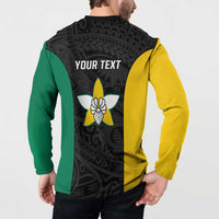 Personalised PNG Enga Province Button Sweatshirt Bird of Paradise Tattoo Flag Motif - Polynesian Pride