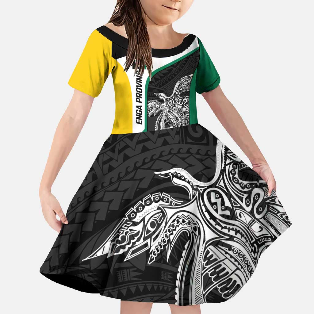 Personalised PNG Enga Province Family Matching Mermaid Dress and Hawaiian Shirt Bird of Paradise Tattoo Flag Motif - Polynesian Pride