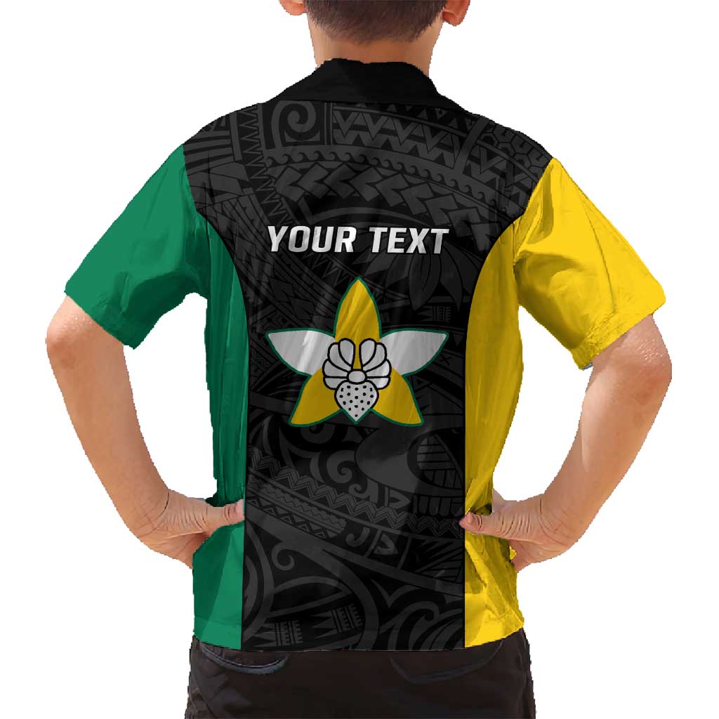 Personalised PNG Enga Province Family Matching Off Shoulder Maxi Dress and Hawaiian Shirt Bird of Paradise Tattoo Flag Motif - Polynesian Pride