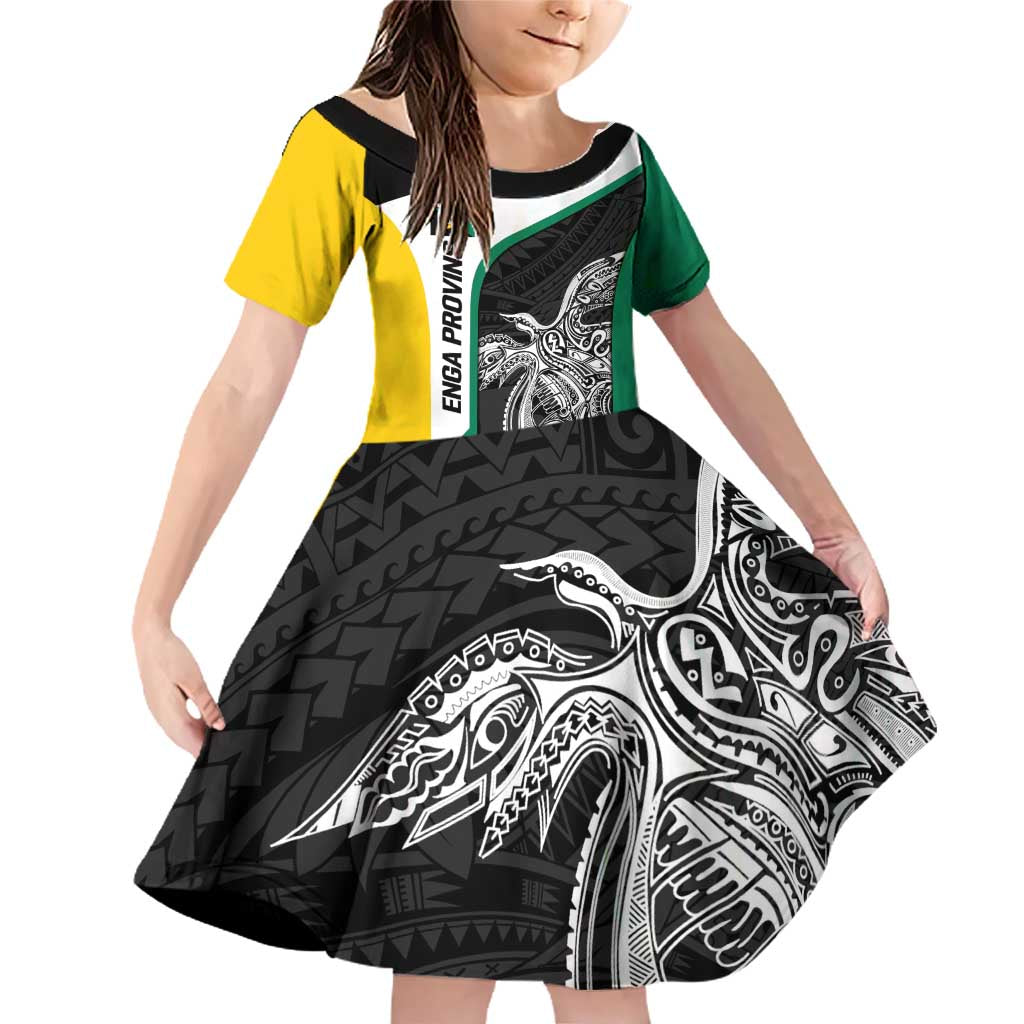 Personalised PNG Enga Province Family Matching Off Shoulder Short Dress and Hawaiian Shirt Bird of Paradise Tattoo Flag Motif - Polynesian Pride