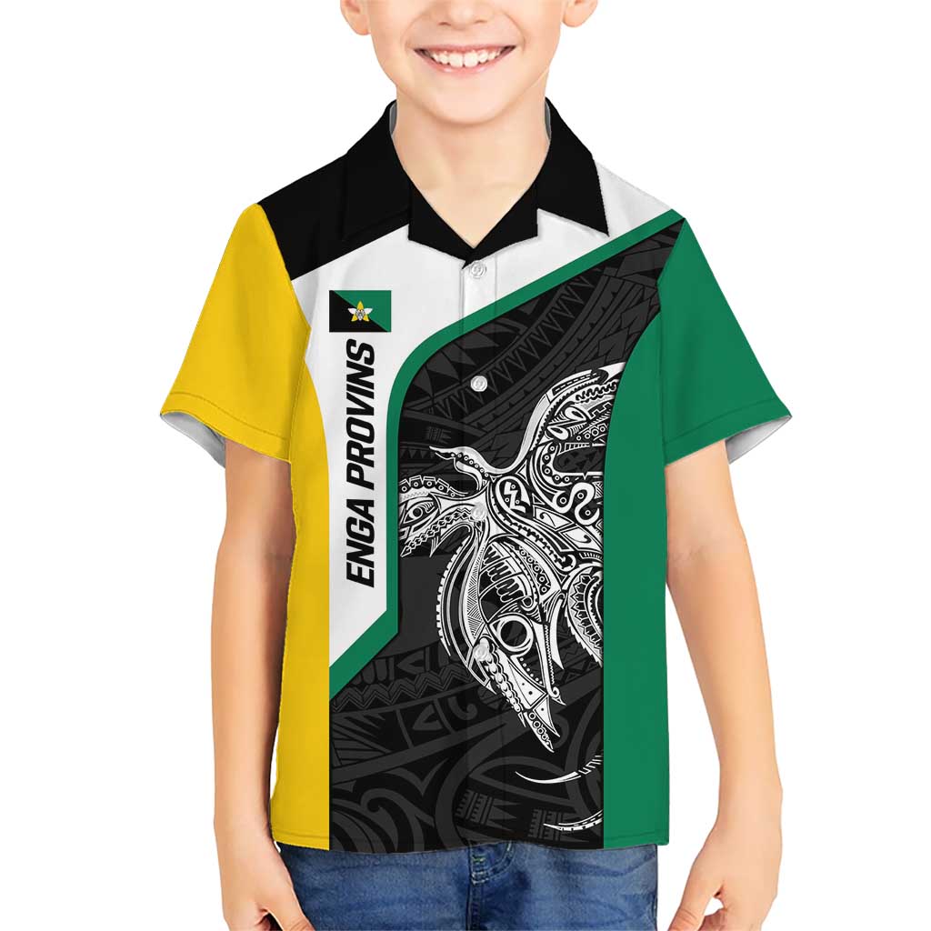 Personalised PNG Enga Province Hawaiian Shirt Bird of Paradise Tattoo Flag Motif - Polynesian Pride