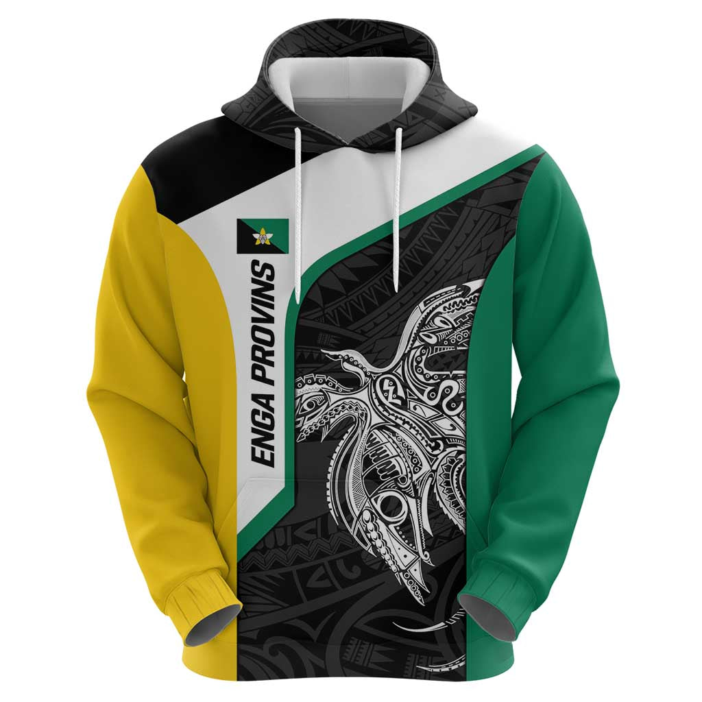 Personalised PNG Enga Province Hoodie Bird of Paradise Tattoo Flag Motif - Polynesian Pride