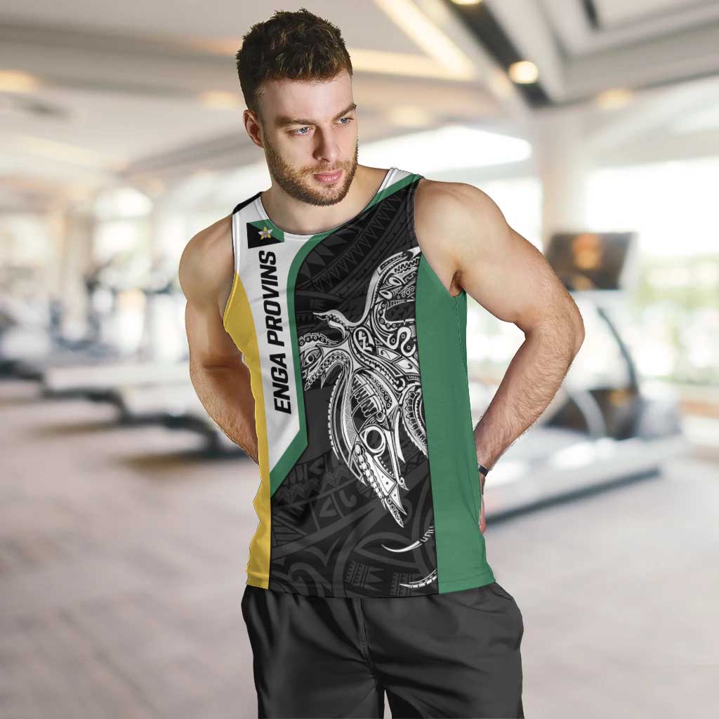 Personalised PNG Enga Province Men Tank Top Bird of Paradise Tattoo Flag Motif LT9 Green - Polynesian Pride