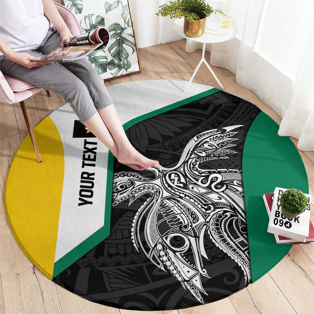 Personalised PNG Enga Province Round Carpet Bird of Paradise Tattoo Flag Motif LT9 - Polynesian Pride