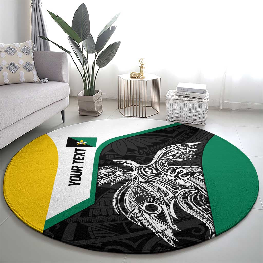 Personalised PNG Enga Province Round Carpet Bird of Paradise Tattoo Flag Motif LT9 - Polynesian Pride