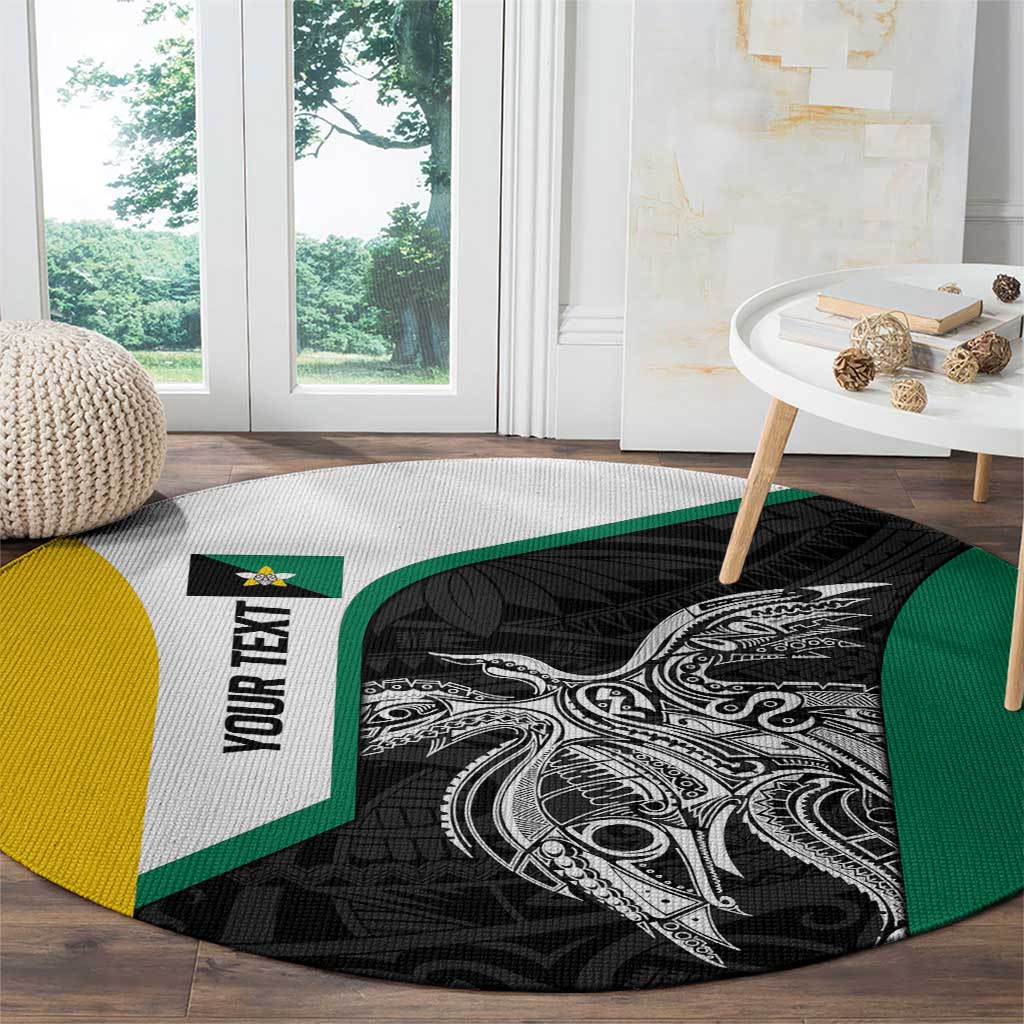 Personalised PNG Enga Province Round Carpet Bird of Paradise Tattoo Flag Motif LT9 - Polynesian Pride