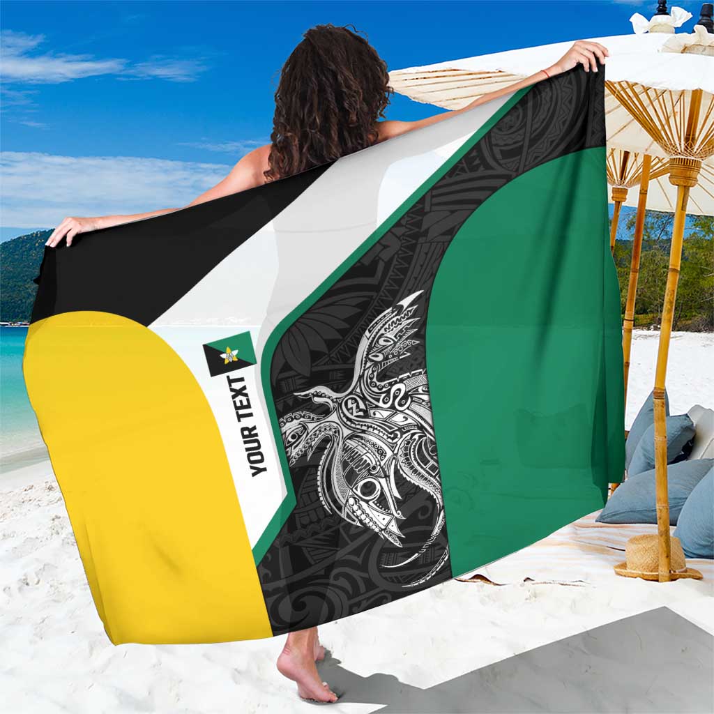 Personalised PNG Enga Province Sarong Bird of Paradise Tattoo Flag Motif LT9 One Size 44 x 66 inches Green - Polynesian Pride