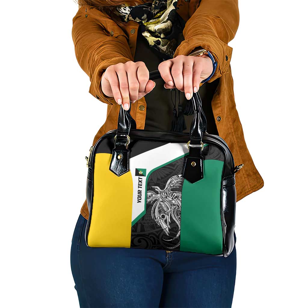 Personalised PNG Enga Province Shoulder Handbag Bird of Paradise Tattoo Flag Motif - Polynesian Pride