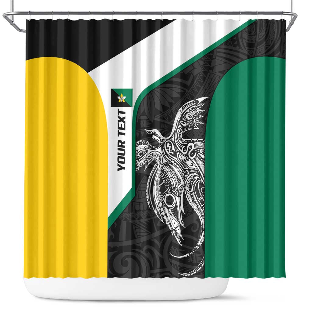 Personalised PNG Enga Province Shower Curtain Bird of Paradise Tattoo Flag Motif - Polynesian Pride