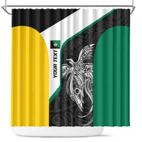 Personalised PNG Enga Province Shower Curtain Bird of Paradise Tattoo Flag Motif - Polynesian Pride