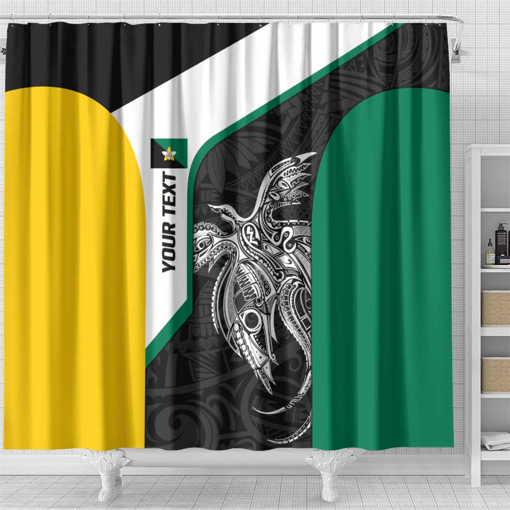 Personalised PNG Enga Province Shower Curtain Bird of Paradise Tattoo Flag Motif - Polynesian Pride