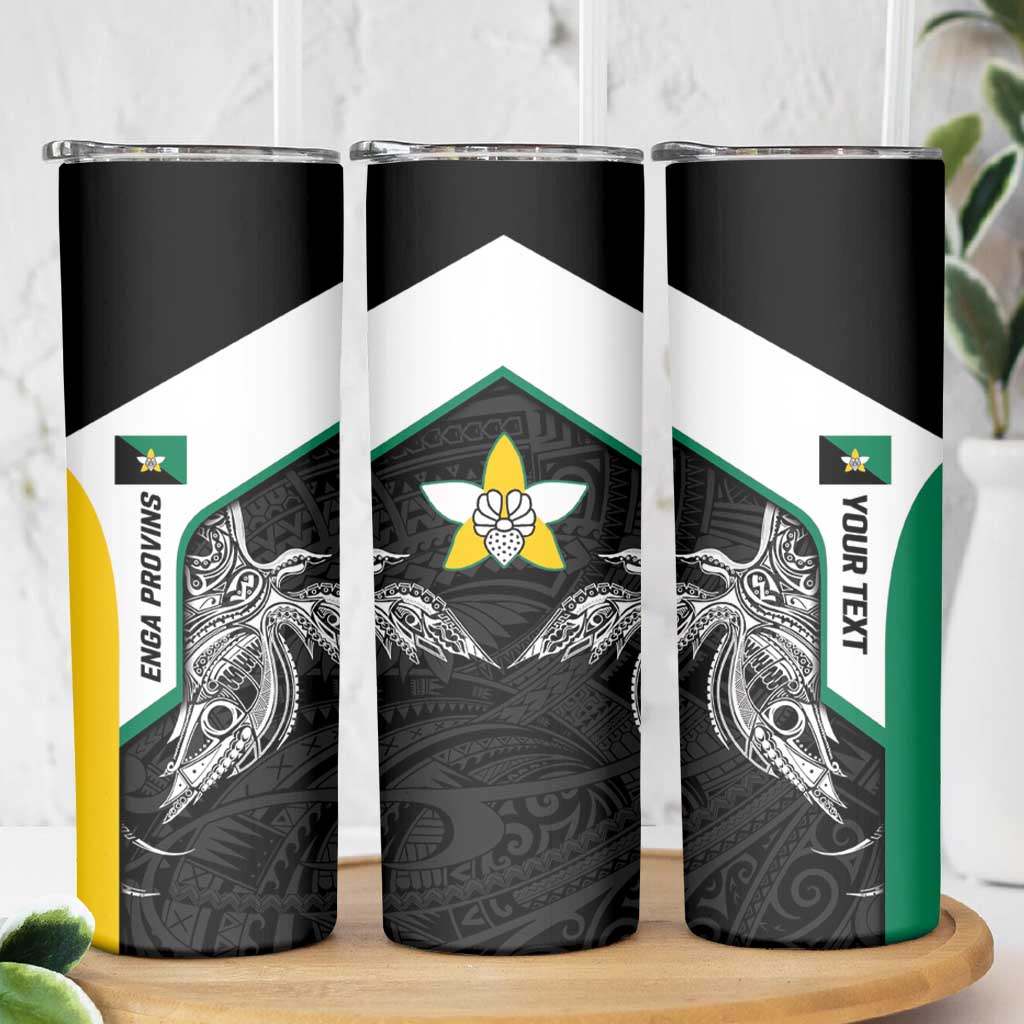 Personalised PNG Enga Province Skinny Tumbler Bird of Paradise Tattoo Flag Motif LT9 - Polynesian Pride