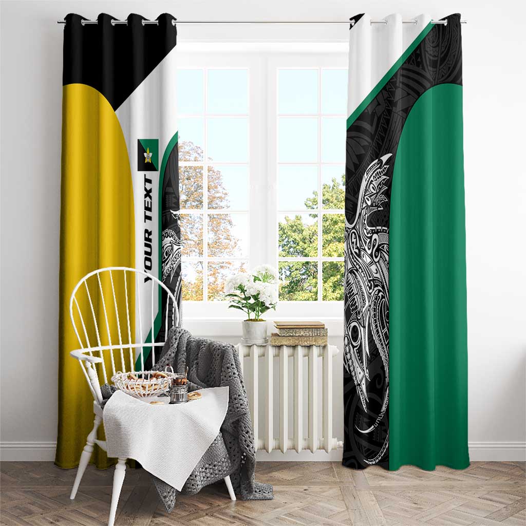 Personalised PNG Enga Province Window Curtain Bird of Paradise Tattoo Flag Motif LT9 - Polynesian Pride
