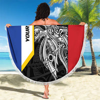 Personalised PNG Gulf Province Beach Blanket Bird of Paradise Tattoo Flag Motif - Polynesian Pride