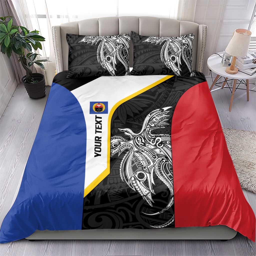 Personalised PNG Gulf Province Bedding Set Bird of Paradise Tattoo Flag Motif - Polynesian Pride
