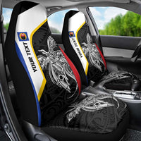Personalised PNG Gulf Province Car Seat Cover Bird of Paradise Tattoo Flag Motif - Polynesian Pride