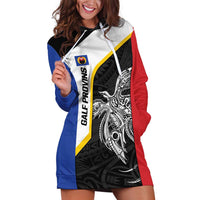 Personalised PNG Gulf Province Hoodie Dress Bird of Paradise Tattoo Flag Motif - Polynesian Pride