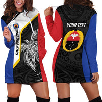 Personalised PNG Gulf Province Hoodie Dress Bird of Paradise Tattoo Flag Motif - Polynesian Pride