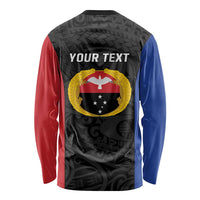 Personalised PNG Gulf Province Long Sleeve Shirt Bird of Paradise Tattoo Flag Motif - Polynesian Pride