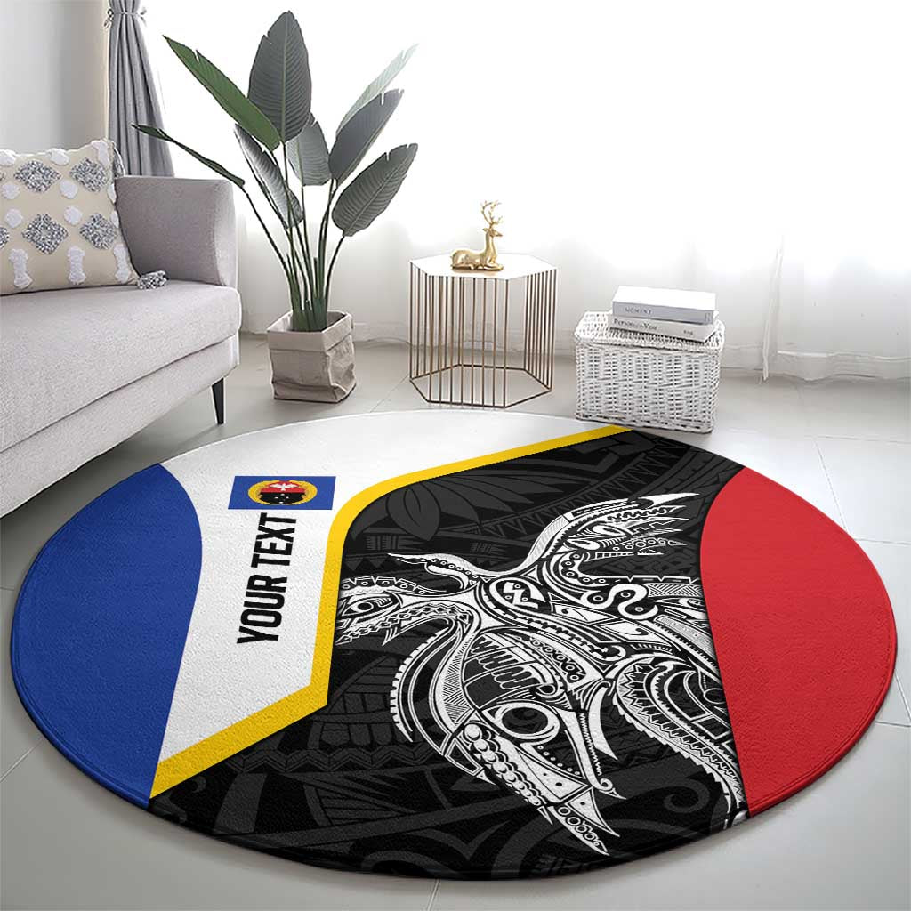 Personalised PNG Gulf Province Round Carpet Bird of Paradise Tattoo Flag Motif LT9 - Polynesian Pride
