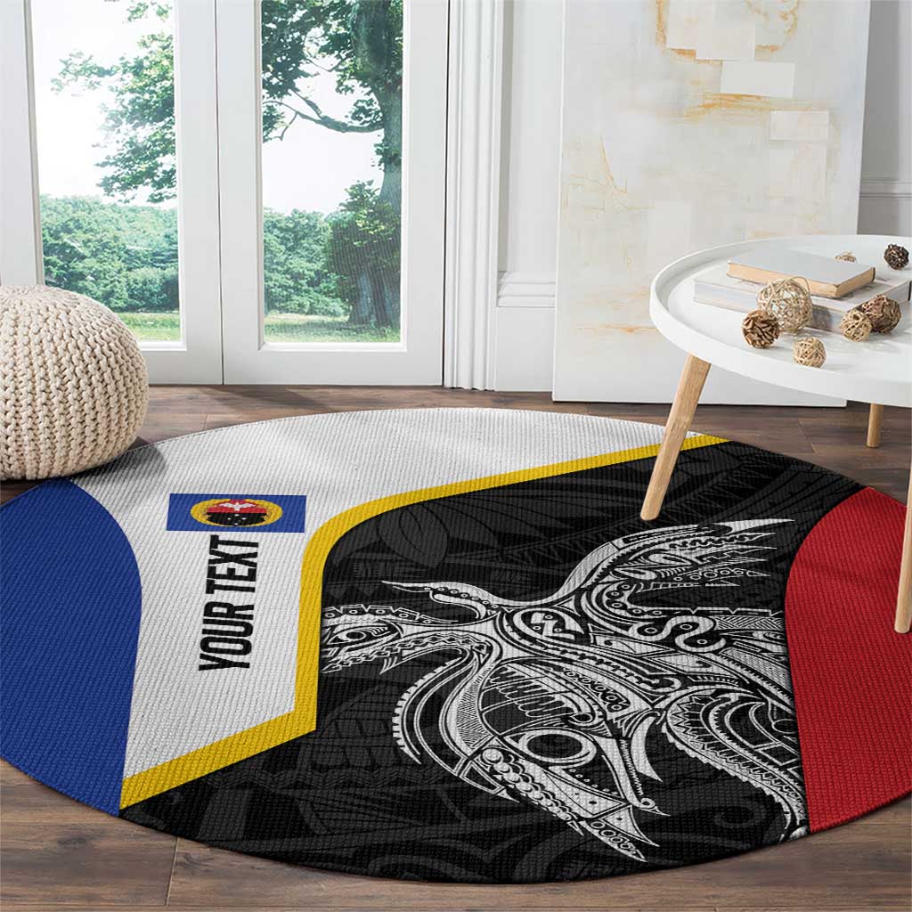 Personalised PNG Gulf Province Round Carpet Bird of Paradise Tattoo Flag Motif LT9 - Polynesian Pride