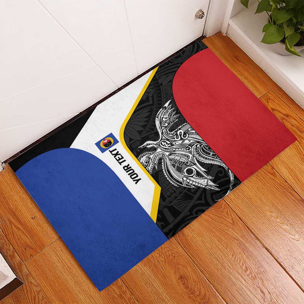 Personalised PNG Gulf Province Rubber Doormat Bird of Paradise Tattoo Flag Motif - Polynesian Pride