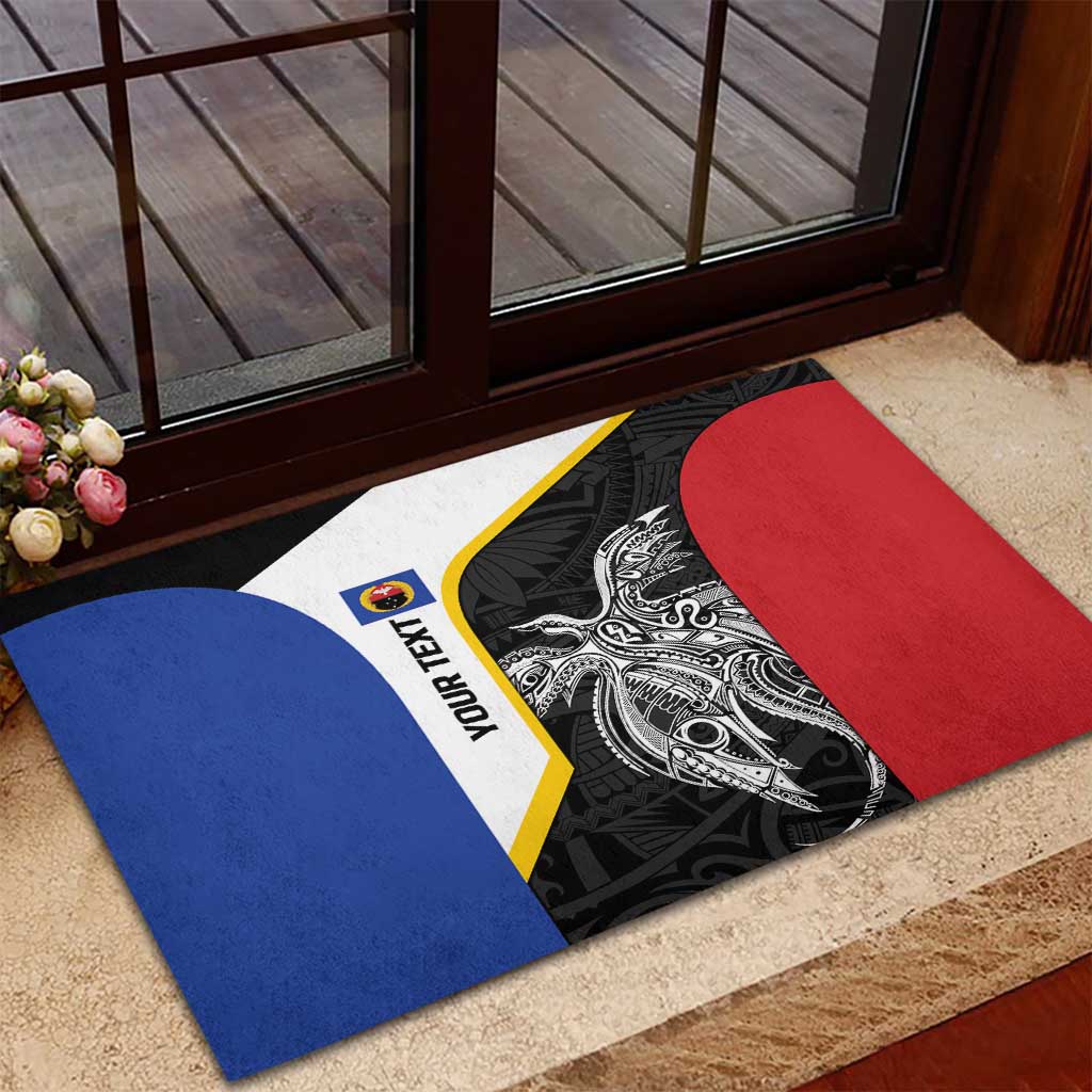 Personalised PNG Gulf Province Rubber Doormat Bird of Paradise Tattoo Flag Motif - Polynesian Pride