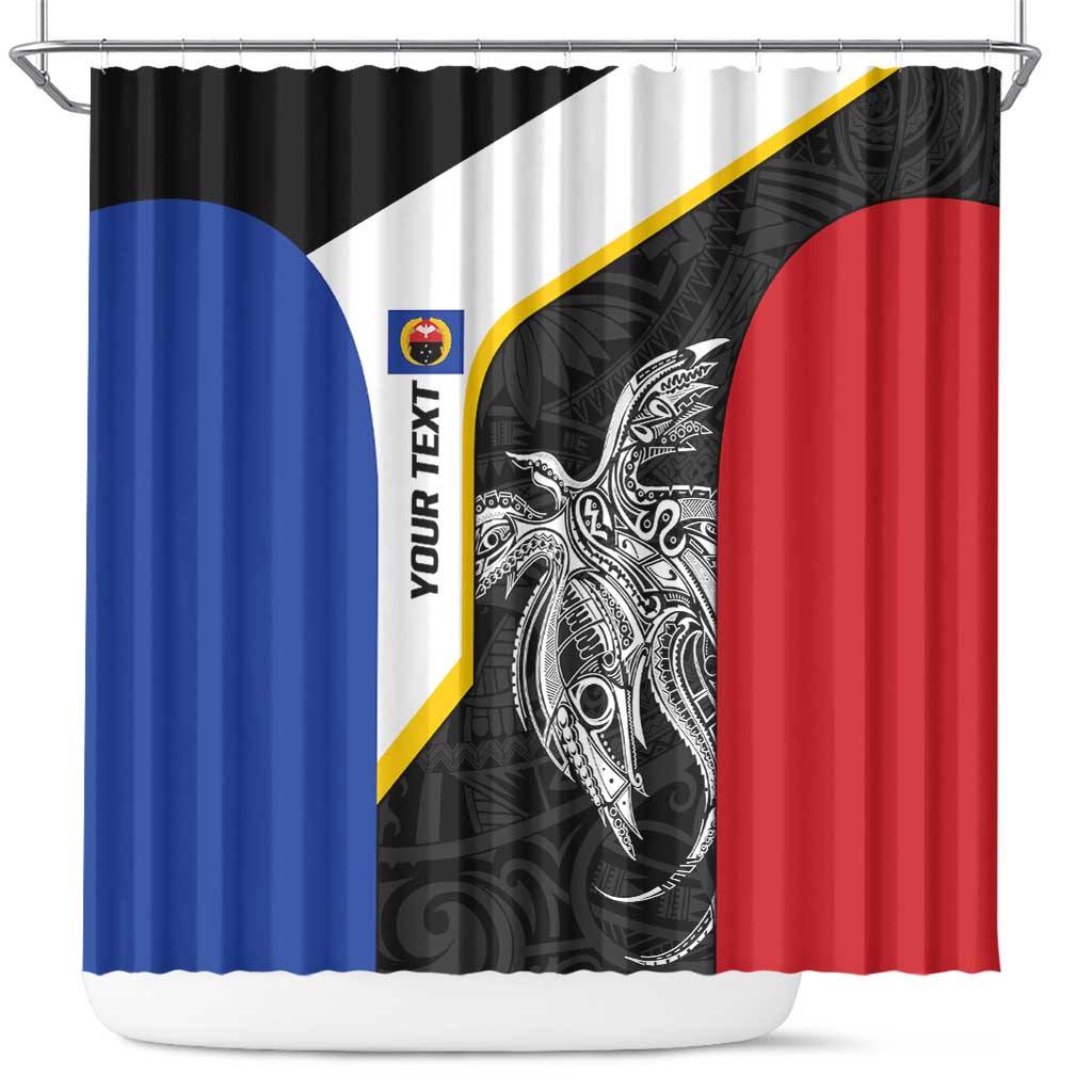 Personalised PNG Gulf Province Shower Curtain Bird of Paradise Tattoo Flag Motif - Polynesian Pride