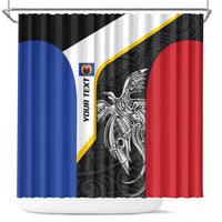 Personalised PNG Gulf Province Shower Curtain Bird of Paradise Tattoo Flag Motif - Polynesian Pride