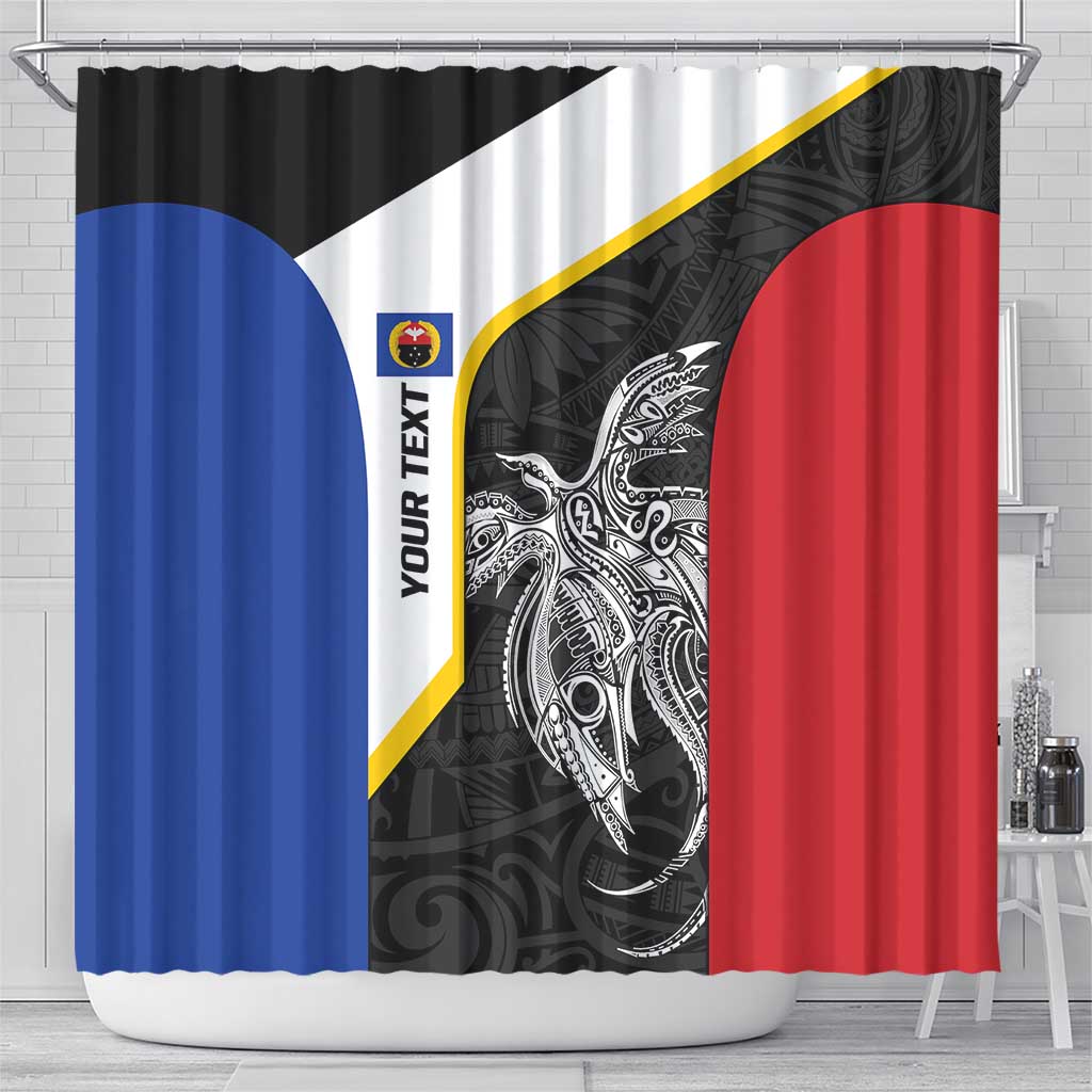 Personalised PNG Gulf Province Shower Curtain Bird of Paradise Tattoo Flag Motif - Polynesian Pride
