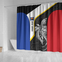 Personalised PNG Gulf Province Shower Curtain Bird of Paradise Tattoo Flag Motif - Polynesian Pride