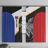 Personalised PNG Gulf Province Window Curtain Bird of Paradise Tattoo Flag Motif LT9 With Hooks Black - Polynesian Pride