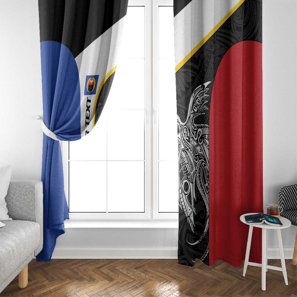 Personalised PNG Gulf Province Window Curtain Bird of Paradise Tattoo Flag Motif LT9 - Polynesian Pride