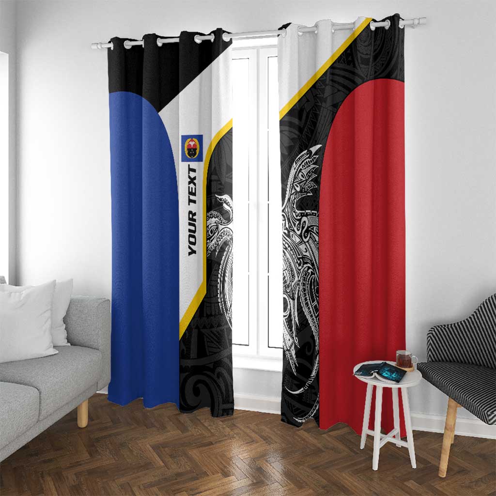 Personalised PNG Gulf Province Window Curtain Bird of Paradise Tattoo Flag Motif LT9 With Grommets Black - Polynesian Pride
