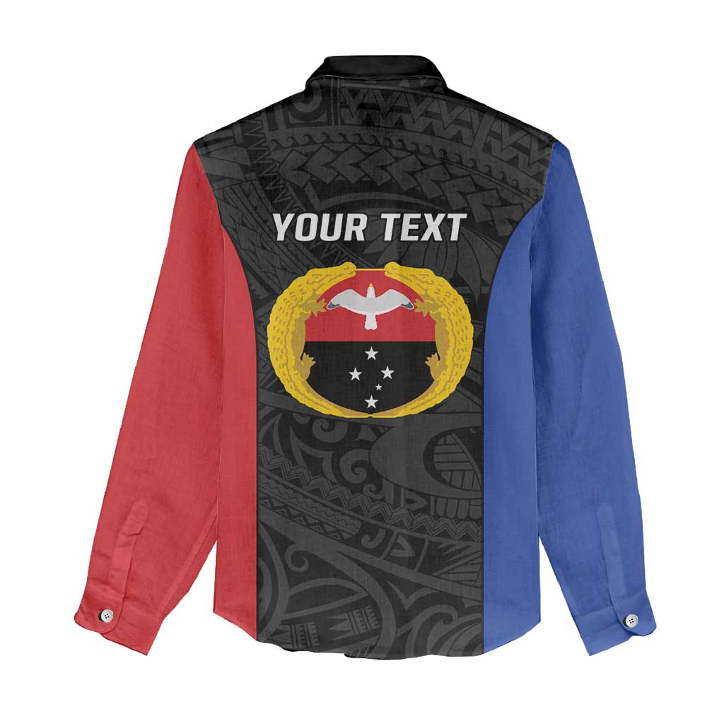 Personalised PNG Gulf Province Women Casual Shirt Bird of Paradise Tattoo Flag Motif - Polynesian Pride