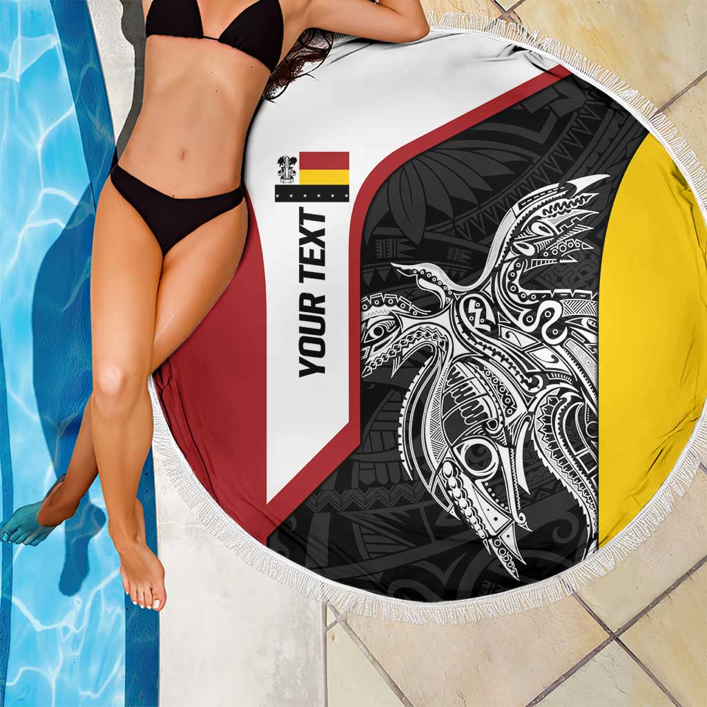 Personalised PNG Madang Province Beach Blanket Bird of Paradise Tattoo Flag Motif - Polynesian Pride