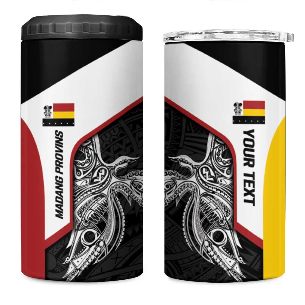 Personalised PNG Madang Province 4 in 1 Can Cooler Tumbler Bird of Paradise Tattoo Flag Motif - Polynesian Pride