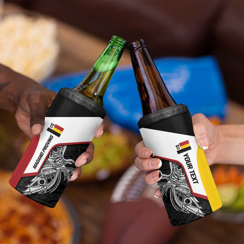 Personalised PNG Madang Province 4 in 1 Can Cooler Tumbler Bird of Paradise Tattoo Flag Motif LT9 - Polynesian Pride