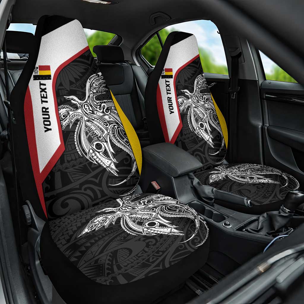 Personalised PNG Madang Province Car Seat Cover Bird of Paradise Tattoo Flag Motif - Polynesian Pride