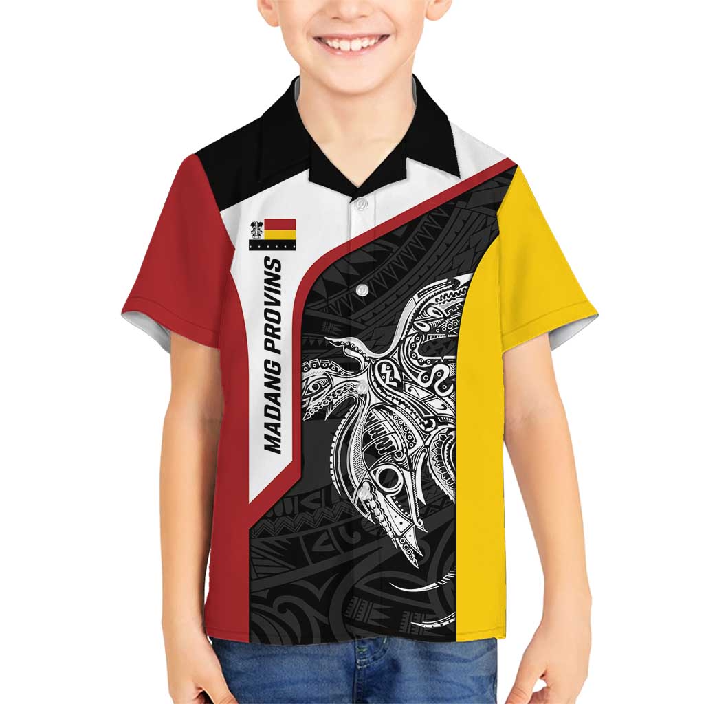 Personalised PNG Madang Province Family Matching Long Sleeve Bodycon Dress and Hawaiian Shirt Bird of Paradise Tattoo Flag Motif - Polynesian Pride