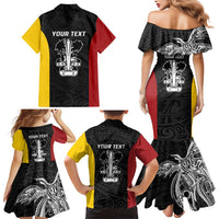 Personalised PNG Madang Province Family Matching Mermaid Dress and Hawaiian Shirt Bird of Paradise Tattoo Flag Motif - Polynesian Pride