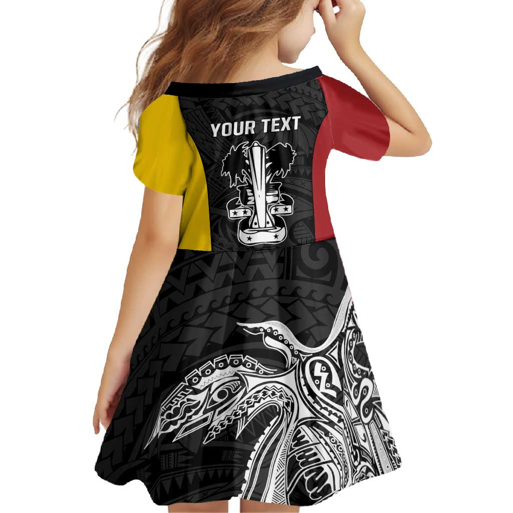 Personalised PNG Madang Province Family Matching Short Sleeve Bodycon Dress and Hawaiian Shirt Bird of Paradise Tattoo Flag Motif - Polynesian Pride