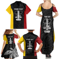 Personalised PNG Madang Province Family Matching Summer Maxi Dress and Hawaiian Shirt Bird of Paradise Tattoo Flag Motif - Polynesian Pride